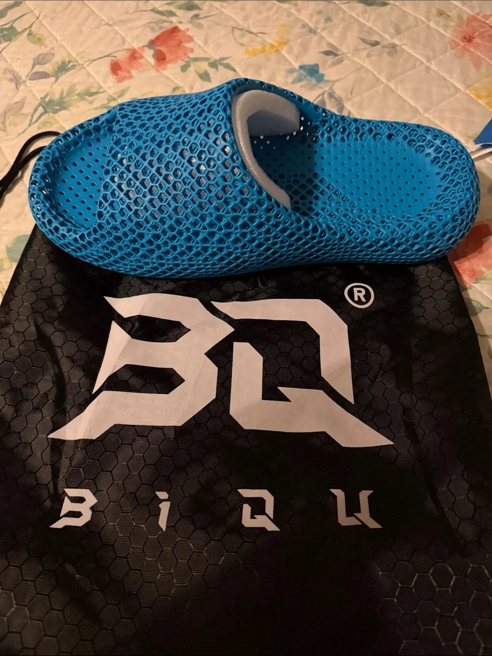 Blue Mesh Slide Sandals